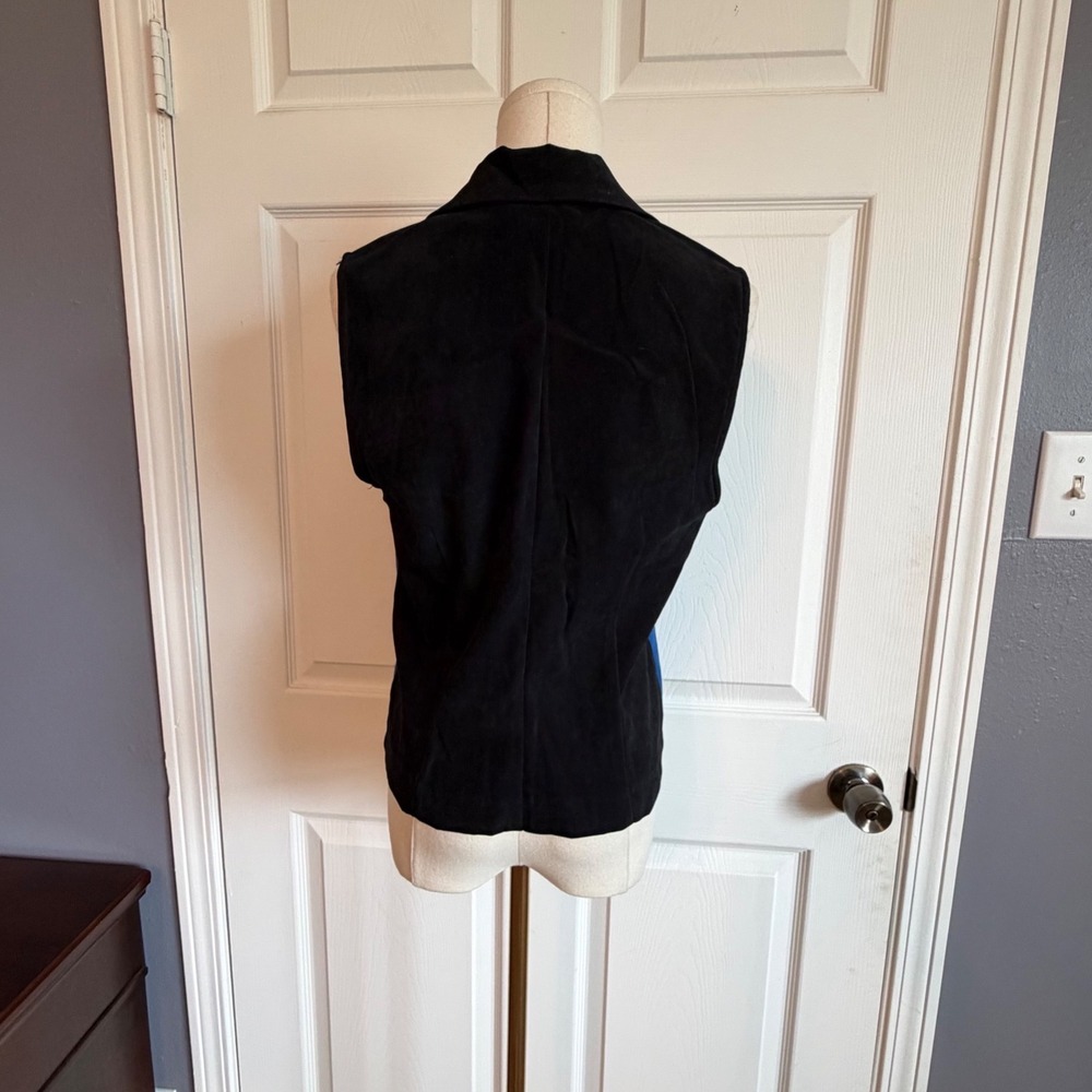 Sisko VTG Blue Black Patchwork Embroidered Button Front Vest Ornate Buttons S - Picture 4 of 10